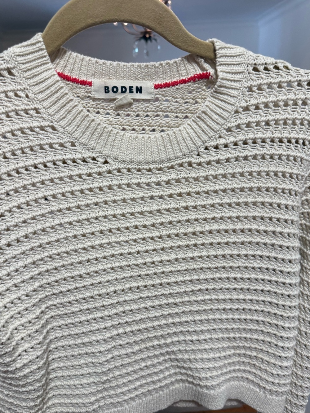 Boden Cream Open-Weave Crewneck Sweater - Picture 9 of 9